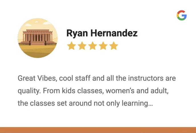 Google review by Ryan Hernandez: 5 stars for Kaizen Lab Jiujitsu